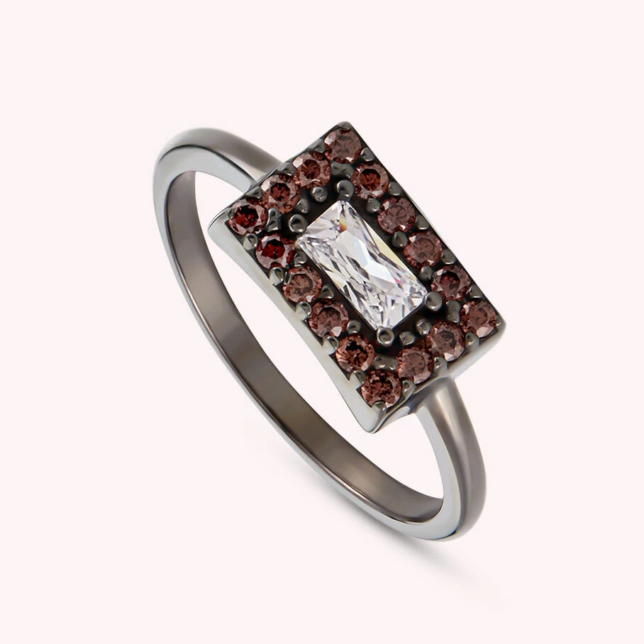 AGATHA FR Bague Fine SYBIL - Cristal / Gun 3 AGATHA FR Bague Fine SYBIL - Cristal / Gun