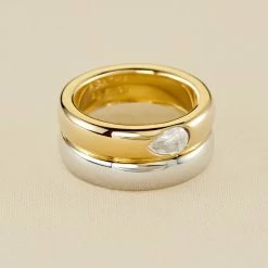 AGATHA FR Bague Large DUA - Argenté / Doré