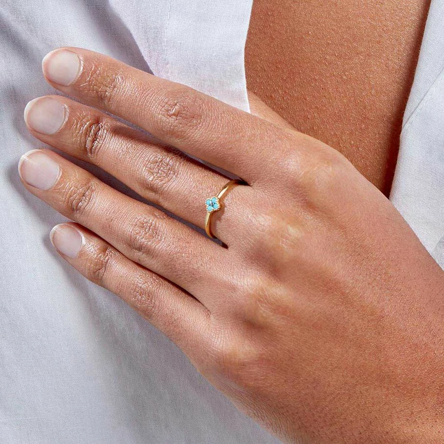 AGATHA FR Bague Fine BELOVED - Turquoise / Doré 4 AGATHA FR Bague Fine BELOVED - Turquoise / Doré – Image 2