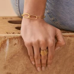 AGATHA FR Bague Large MINUIT - Doré -Colliers Soldes Magasin 02280033 157 52 M2