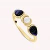 AGATHA FR Bague Fine CREPUSCULE - Bleu / Doré -Colliers Soldes Magasin 02280040 109 52 01