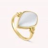 AGATHA FR Bague Fine CREPUSCULE - Blanc / Doré -Colliers Soldes Magasin 02280241 094 52 01