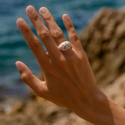 AGATHA FR Bague Large CYCLADES - Rose Pâle/ Doré -Colliers Soldes Magasin 02280248 895 52 M2