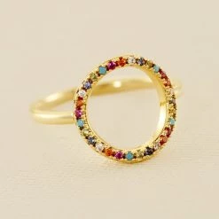 AGATHA FR Bague Fine RAINBOW - Multicolore / Doré