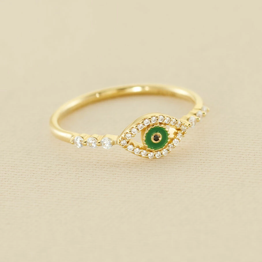 AGATHA FR Bague Fine LUCKY EYE - Vert / Doré 3 AGATHA FR Bague Fine LUCKY EYE - Vert / Doré