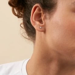 AGATHA FR Boucles D'oreilles Puces SOL - Cristal / Argenté -Colliers Soldes Magasin 02320190 136 TU M1