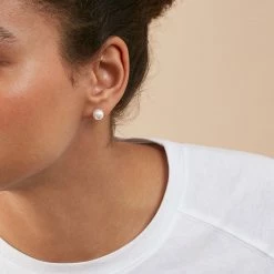 AGATHA FR Boucles D'oreilles Puces PERL - Perle / Argenté -Colliers Soldes Magasin 02320496 293 TU M1