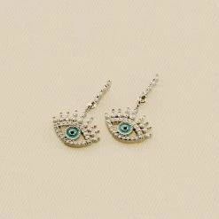 AGATHA FR Boucles D'oreilles Pendantes LUCKY EYE - Turquoise / Argenté
