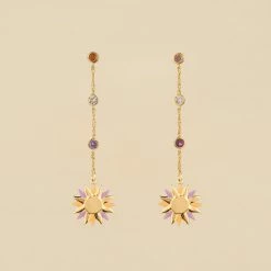 AGATHA FR Boucles D'oreilles Pendantes RODEO - Multicolore / Doré -Colliers Soldes Magasin 02380431 256 TU 02