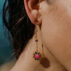 AGATHA FR Boucles D'oreilles Pendantes RODEO - Multicolore / Doré -Colliers Soldes Magasin 02380431 256 TU M2