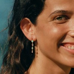 AGATHA FR Boucles D'oreilles Pendantes CYCLADES - Turquoise / Doré -Colliers Soldes Magasin 02381227 731 TU M2