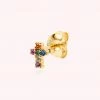 AGATHA FR Piercing Puce CROSS - Multicolore / Doré -Colliers Soldes Magasin 02390059 256 TU 01