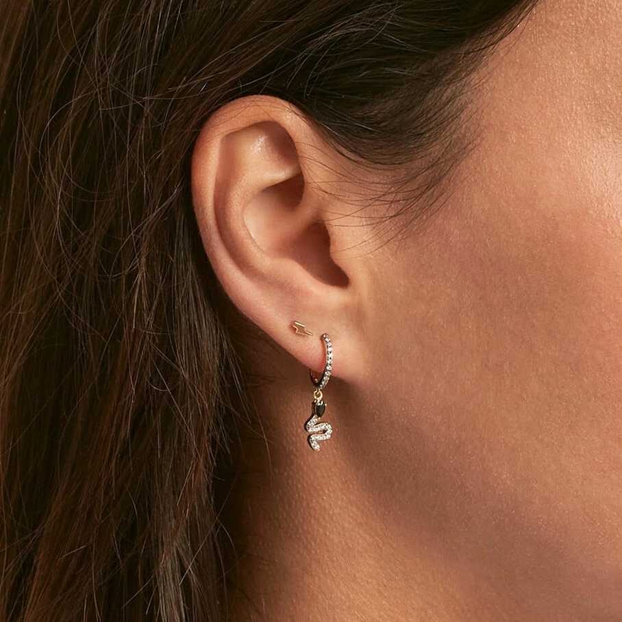 AGATHA FR Piercing Créole SNAKY - Doré / Gun 4 AGATHA FR Piercing Créole SNAKY - Doré / Gun – Image 2