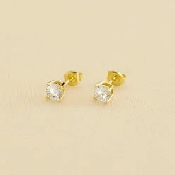 AGATHA FR Boucles D'oreilles Puces SOL - Cristal / Doré