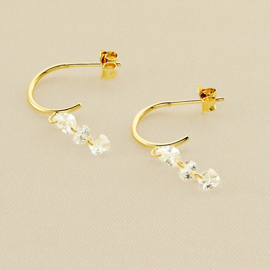 AGATHA FR Créoles PETILLE - Cristal / Doré 3 AGATHA FR Créoles PETILLE - Cristal / Doré