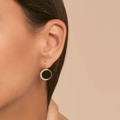 AGATHA FR Boucles D'oreilles Pendantes MOONONYX - Onyx -Colliers Soldes Magasin 02390264 276 TU M1