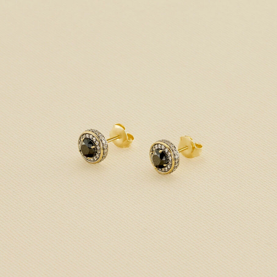AGATHA FR Boucles D'oreilles Puces IMPERIAL - Noir / Doré 3 AGATHA FR Boucles D'oreilles Puces IMPERIAL - Noir / Doré
