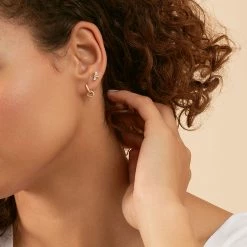 AGATHA FR Piercing Créole SUNSHINE - Cristal / Doré -Colliers Soldes Magasin 02390390 137 TU M1