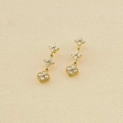 AGATHA FR Boucles D'oreilles Pendantes BELOVED - Cristal / Doré