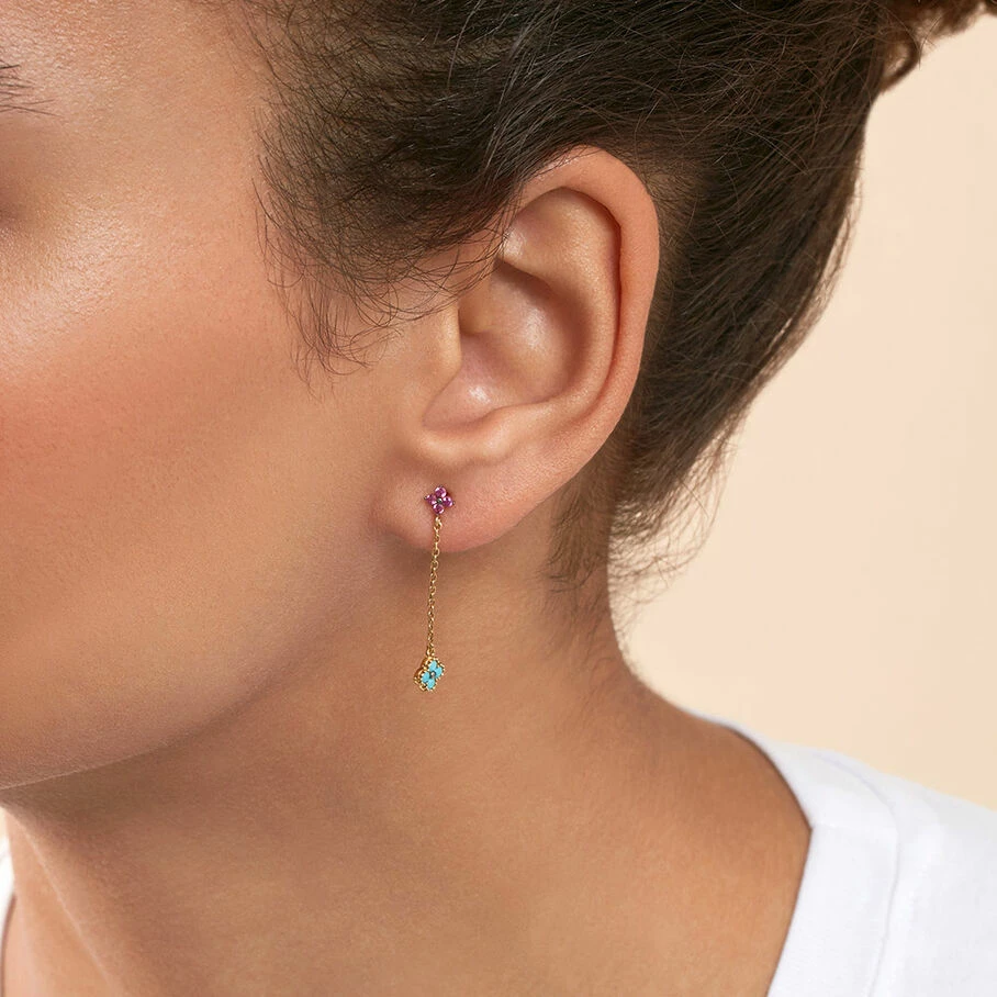 AGATHA FR Boucles D'oreilles Pendantes BELOVED - Multicolore / Doré 4 AGATHA FR Boucles D'oreilles Pendantes BELOVED - Multicolore / Doré – Image 2