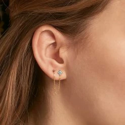 AGATHA FR Piercing Puce MIX& MATCH - Turquoise / Doré -Colliers Soldes Magasin 02390463 731 TU M1