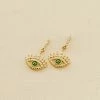 AGATHA FR Boucles D'oreilles Pendantes LUCKY EYE - Vert / Doré -Colliers Soldes Magasin 02390791 658 TU 01