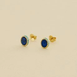 AGATHA FR Boucles D'oreilles Puces ATMA - Lapis/ Bleu