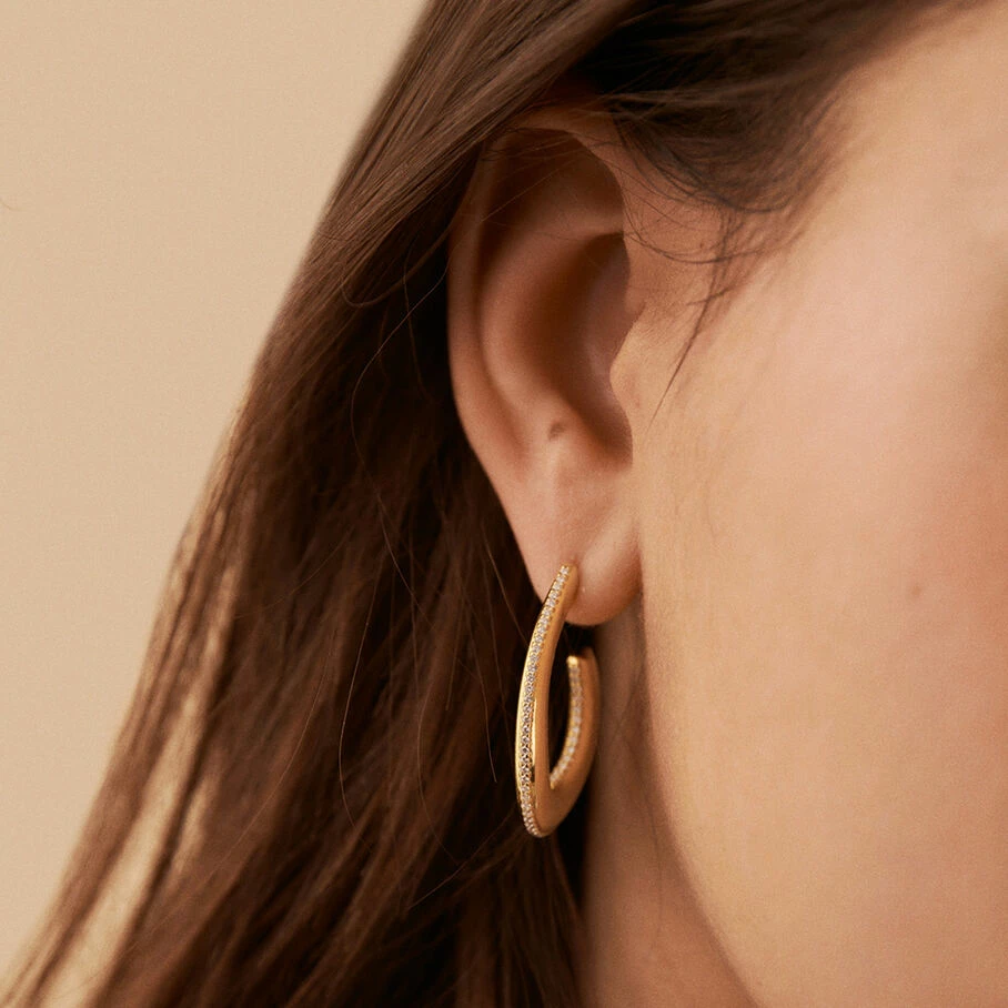 AGATHA FR Créoles GEMINI - Cristal / Doré 4 AGATHA FR Créoles GEMINI - Cristal / Doré – Image 2