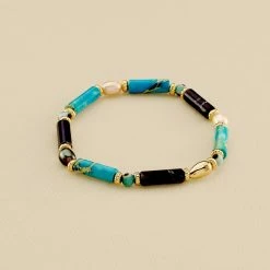 AGATHA FR Bracelet Souple CYCLADES - Bleu / Doré