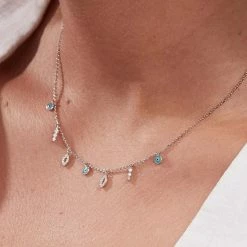 AGATHA FR Collier Ras Du Cou LUCKY EYE - Turquoise / Argenté -Colliers Soldes Magasin 02623702 650 TU M1