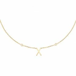 AGATHA FR Collier Mi-long LETTRE X - Cristal / Doré