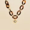 AGATHA FR Collier Mi-long BOUCLE - Ecaille / Doré -Colliers Soldes Magasin 02680142 173 TU 01