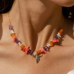 AGATHA FR Collier Ras Du Cou RODEO - Multicolore / Doré -Colliers Soldes Magasin 02680190 256 TU M1