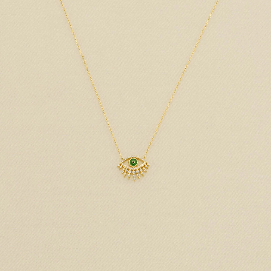 AGATHA FR Collier Mi-long LUCKY EYE - Vert / Doré 3 AGATHA FR Collier Mi-long LUCKY EYE - Vert / Doré