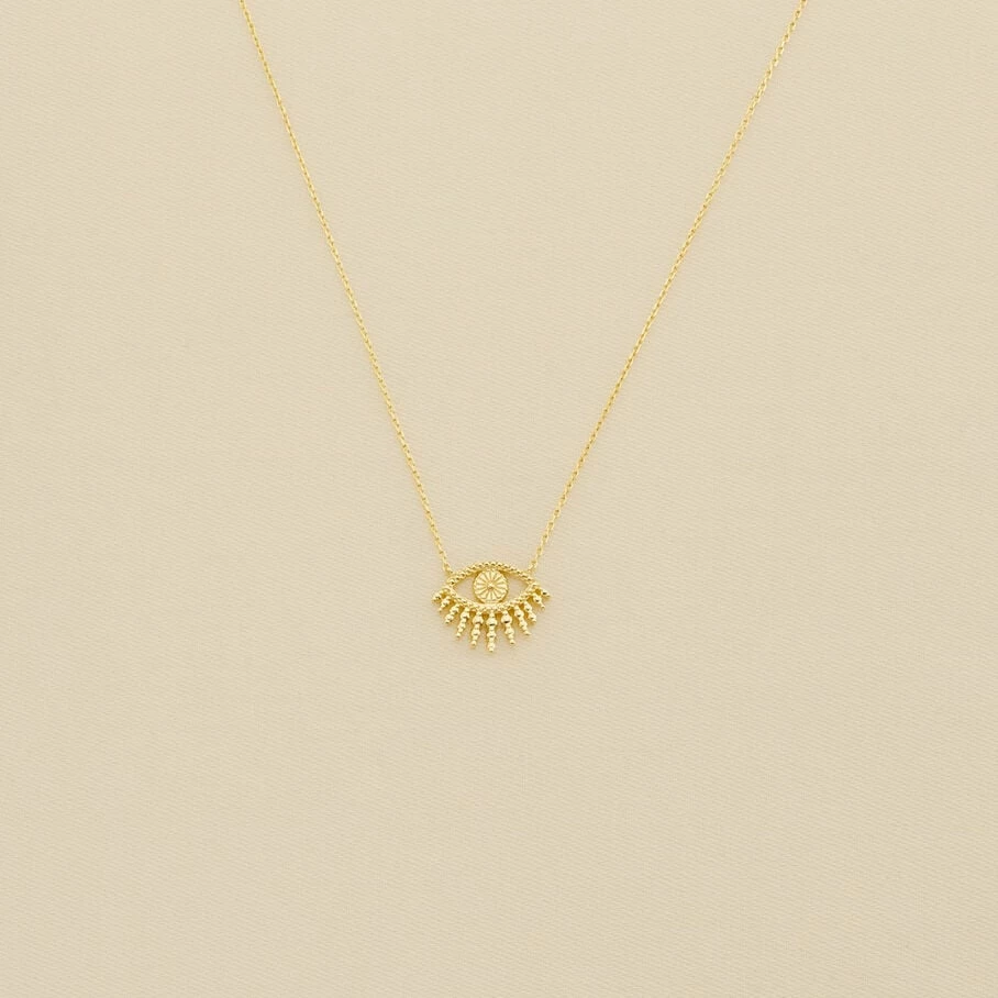 AGATHA FR Collier Mi-long LUCKY EYE - Vert / Doré 4 AGATHA FR Collier Mi-long LUCKY EYE - Vert / Doré – Image 2